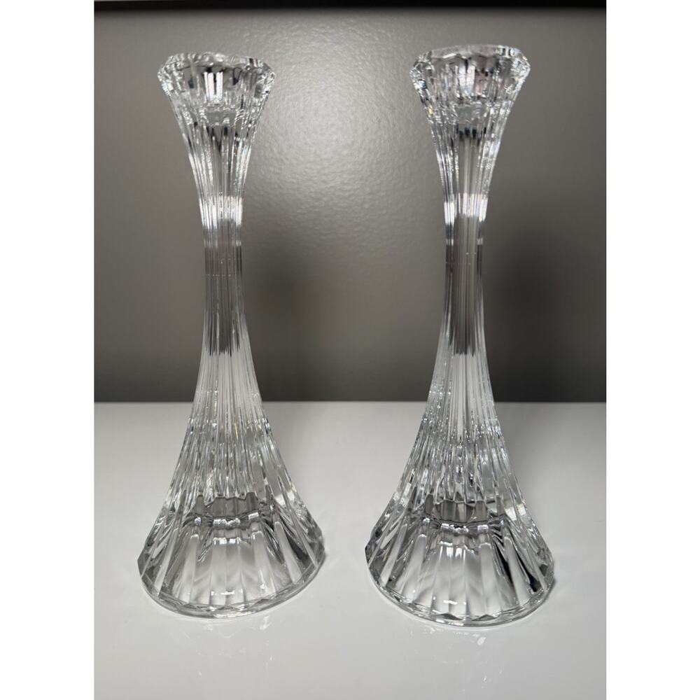 Mikasa Park Lane Crystal Candle Holders – 8" Tall, Elegant Design